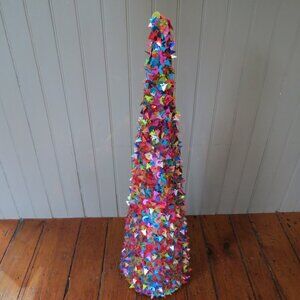 Sparkling VTG Shiny Holiday CHRISTMAS TREE Pier One 30” tall Cone shape HTF